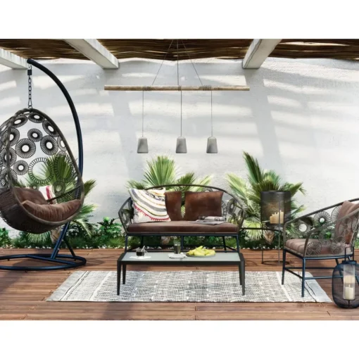 KARE Design Outdoormöbel-Couchtisch Tiki Schwarz