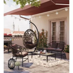 KARE Design Outdoormöbel-Couchtisch Tiki Schwarz