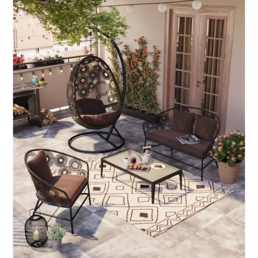 KARE Design Outdoormöbel-Couchtisch Tiki Schwarz