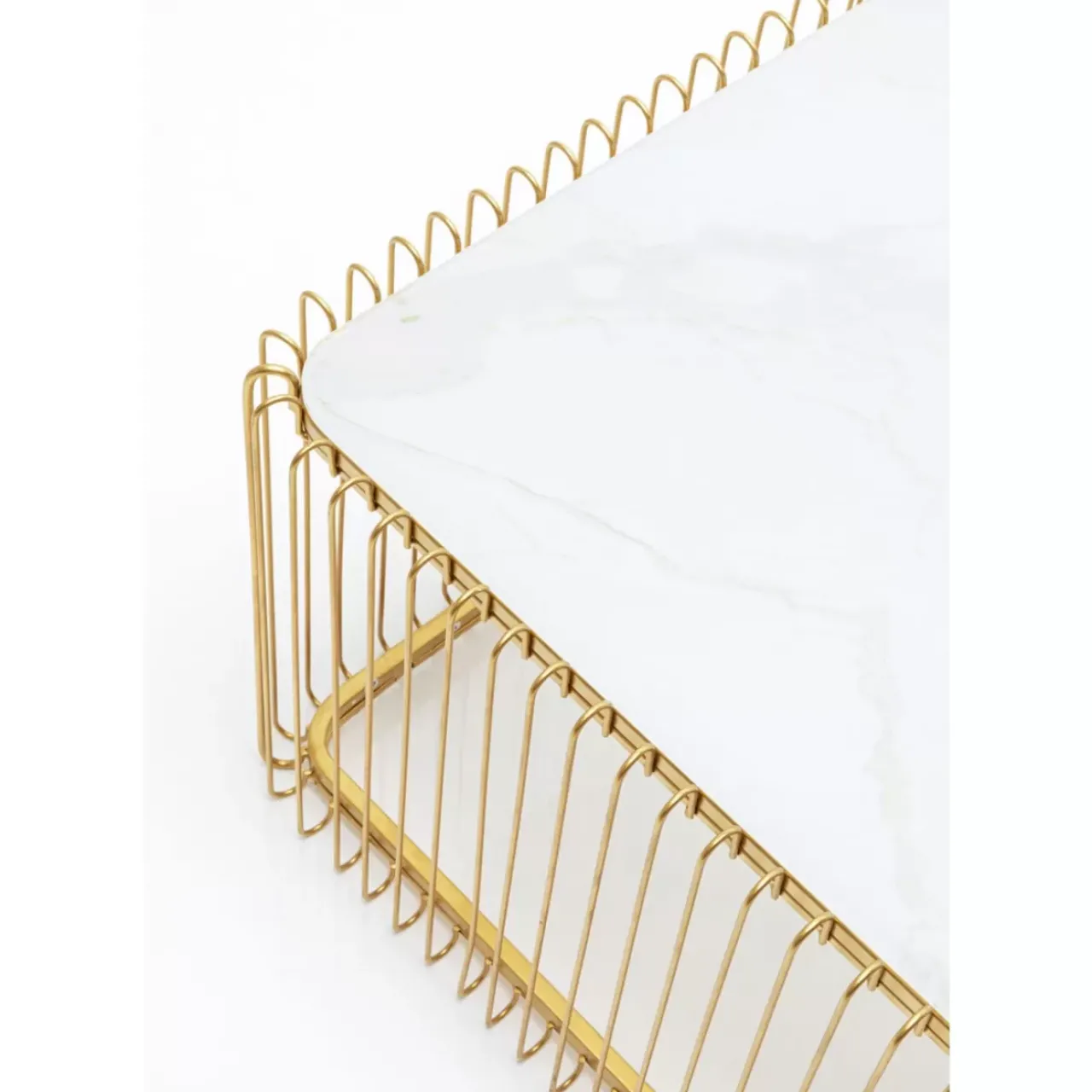KARE Design Tische-Couchtisch Wire Glas Marble Weis 145X70Cm