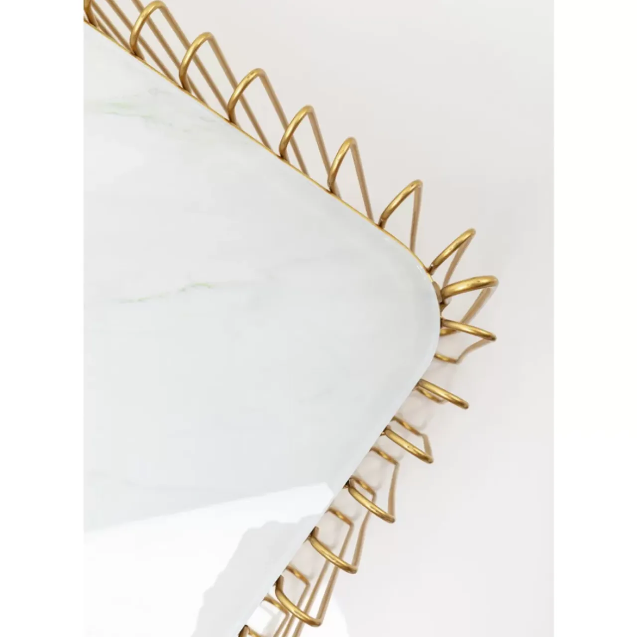 KARE Design Tische-Couchtisch Wire Glas Marble Weis 145X70Cm