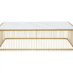 KARE Design Tische-Couchtisch Wire Glas Marble Weis 145X70Cm