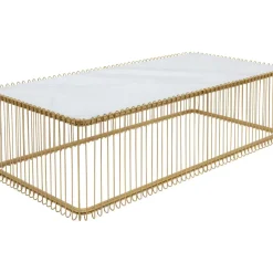 KARE Design Tische-Couchtisch Wire Glas Marble Weis 145X70Cm