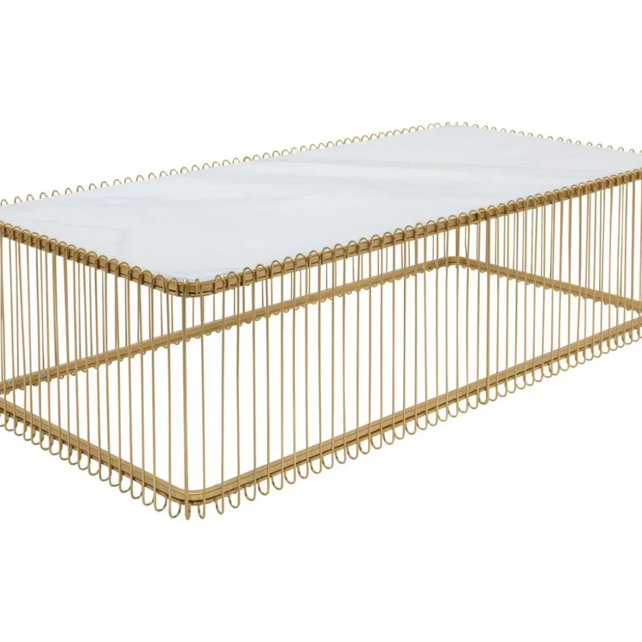 KARE Design Tische-Couchtisch Wire Glas Marble Weis 145X70Cm