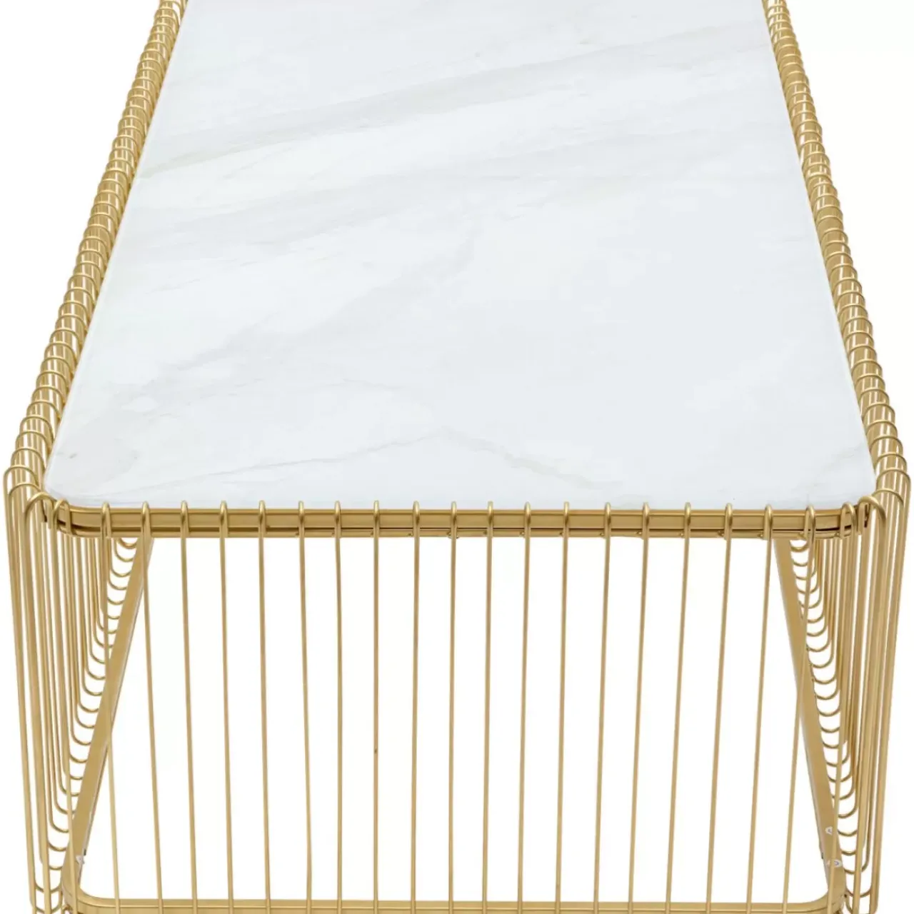 KARE Design Tische-Couchtisch Wire Glas Marble Weis 145X70Cm