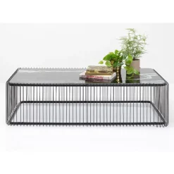 KARE Design Tische-Couchtisch Wire Glas Marble Schwarz 145X70Cm