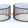KARE Design Tische-Couchtisch Wire Glas Marble Schwarz (2/Set)