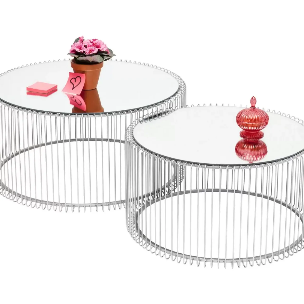 KARE Design Tische-Couchtisch Wire Silber (2/Set)