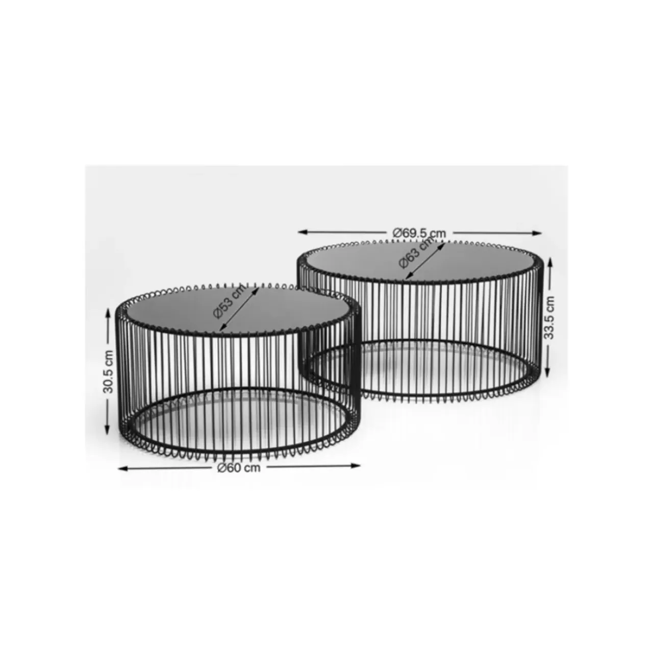 KARE Design Tische-Couchtisch Wire Silber (2/Set)