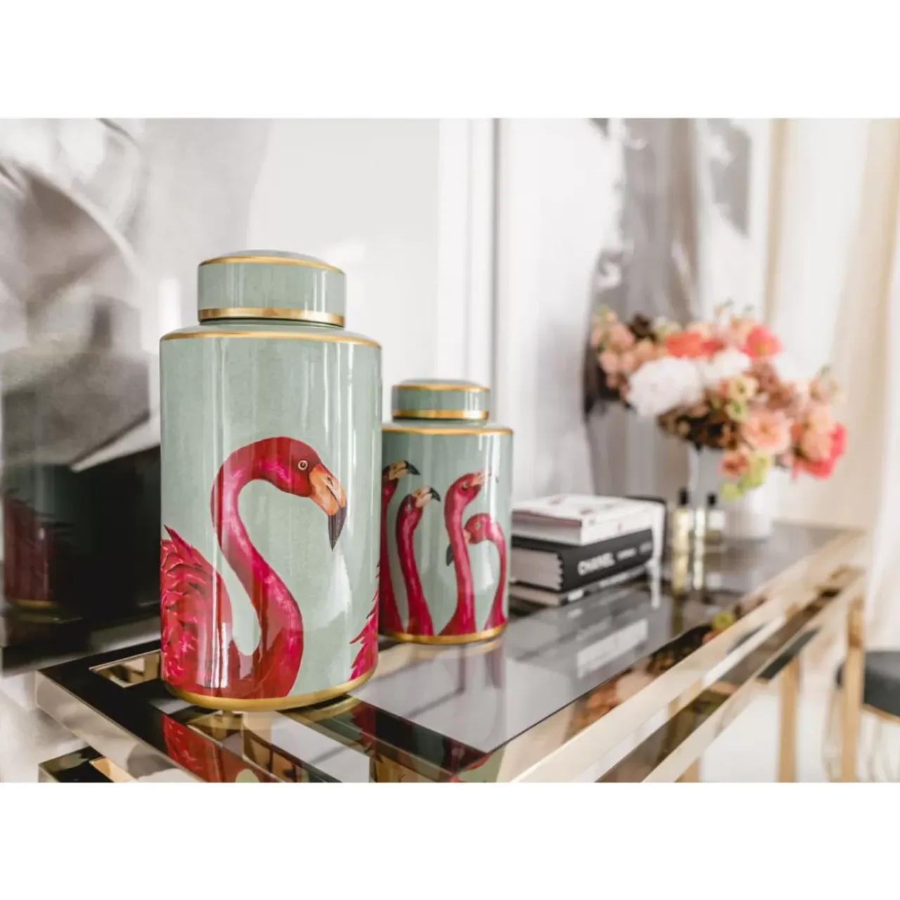 KARE Design Deko & Geschenkartikel-Deko Dose Flamingos 39Cm