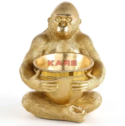KARE Design Deko & Geschenkartikel-Deko Figur Gorilla Holding Bowl Gold