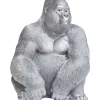 KARE Design Deko & Geschenkartikel-Deko Figur Monkey Gorilla Side Xl Silber Matt