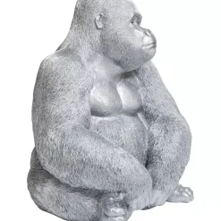 KARE Design Deko & Geschenkartikel-Deko Figur Monkey Gorilla Side Xl Silber Matt