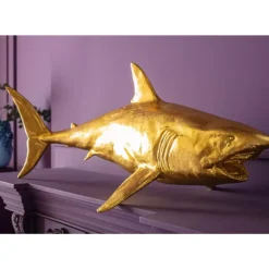 KARE Design Deko & Geschenkartikel-Deko Figur Shark Henry Gold 106Cm