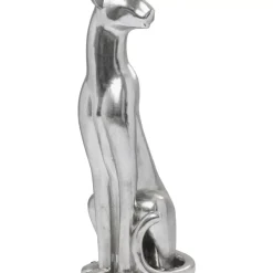 KARE Design Deko & Geschenkartikel-Deko Figur Sitting Leopard Silber 150Cm