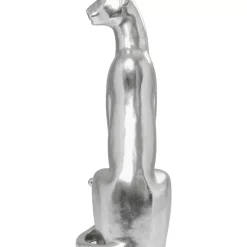 KARE Design Deko & Geschenkartikel-Deko Figur Sitting Leopard Silber 150Cm