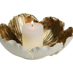 KARE Design Deko & Geschenkartikel-Deko Schale Flower Bloom Creme Gold O25Cm