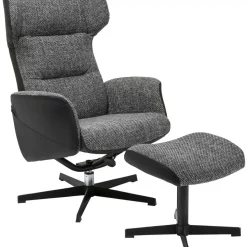 KARE Design Sessel-Drehsessel Mit Hocker Ohio Salt And Pepper