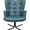 KARE Design Sessel-Drehsessel Oscar Leder Blau