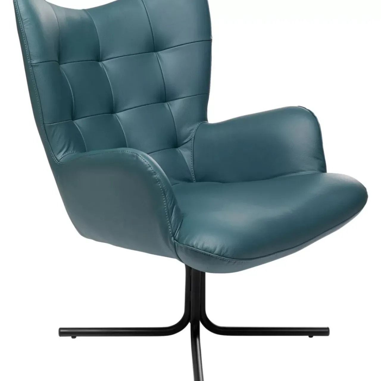 KARE Design Sessel-Drehsessel Oscar Leder Blau