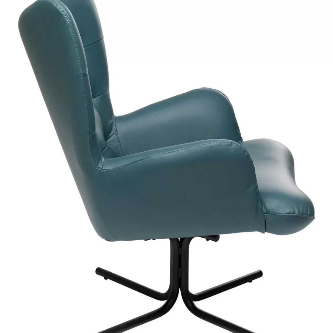KARE Design Sessel-Drehsessel Oscar Leder Blau
