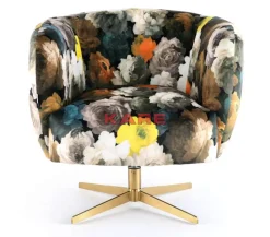 KARE Design Sessel-Drehsessel Peony Flower Gelb