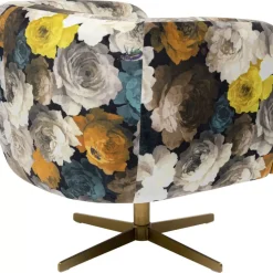 KARE Design Sessel-Drehsessel Peony Flower Gelb