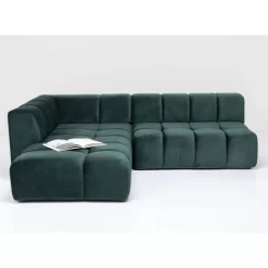 KARE Design Sofas & Couches-Ecksofa Belami Velvet Dunkelgrun Links 265Cm