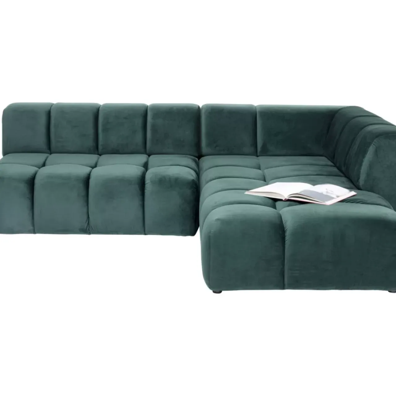 KARE Design Sofas & Couches-Ecksofa Belami Velvet Dunkelgrun Rechts 265Cm