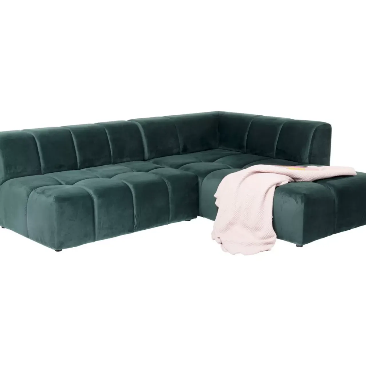 KARE Design Sofas & Couches-Ecksofa Belami Velvet Dunkelgrun Rechts 265Cm
