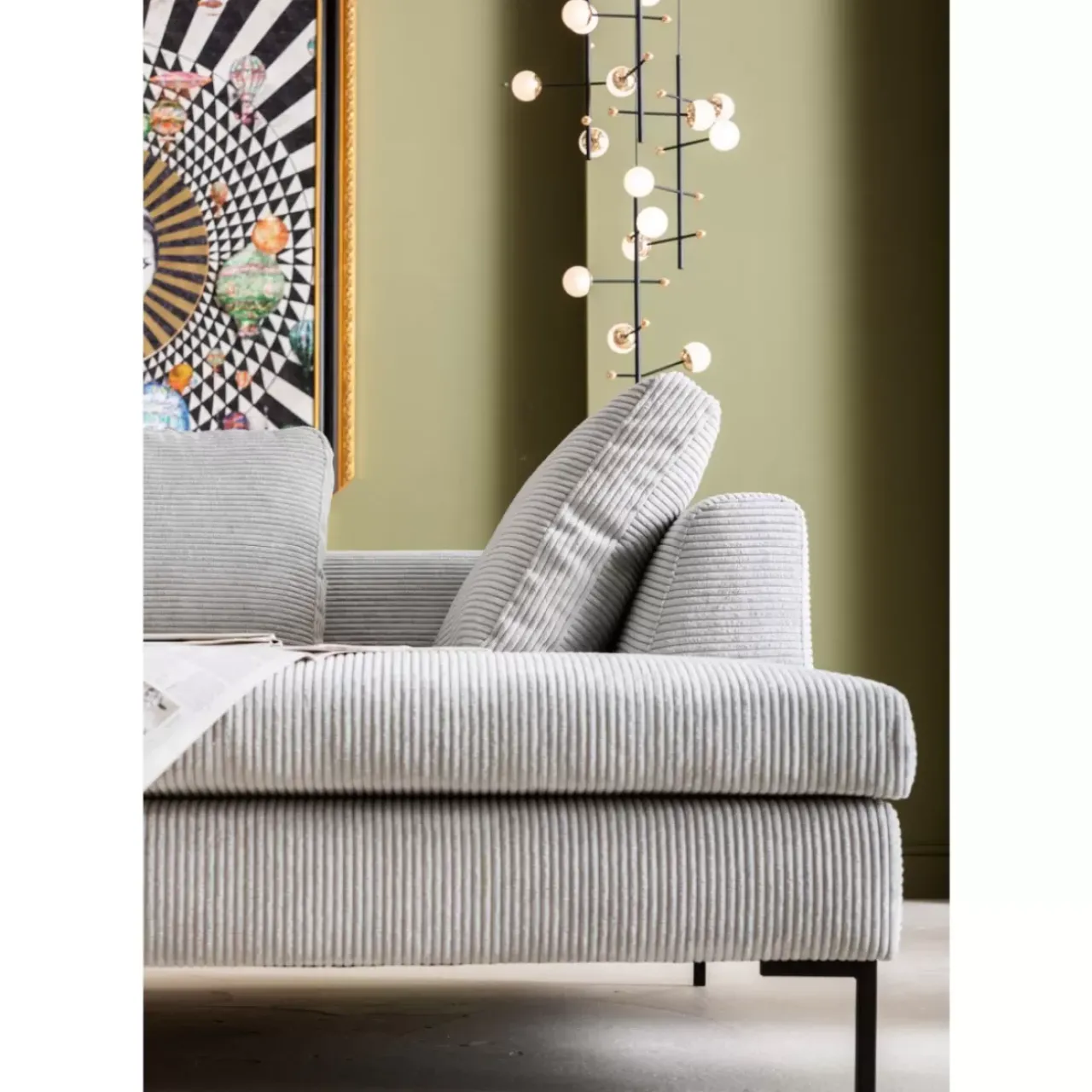 KARE Design Sofas & Couches-Ecksofa Gianni Cord Grau Rechts