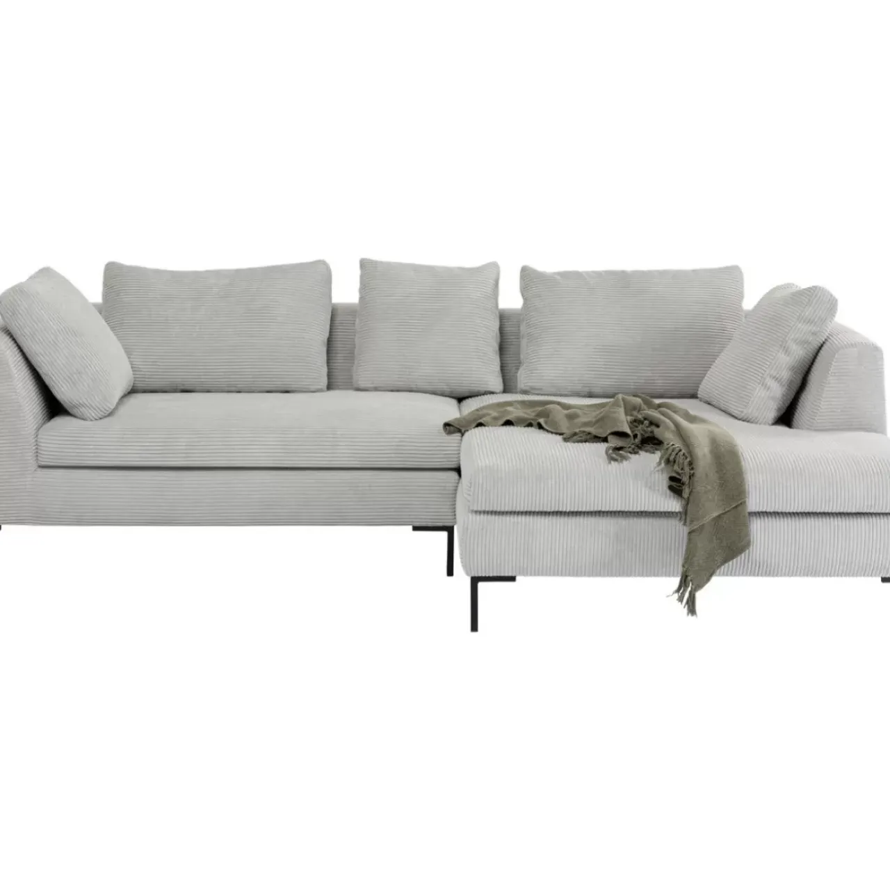 KARE Design Sofas & Couches-Ecksofa Gianni Cord Grau Rechts