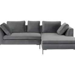 KARE Design Sofas & Couches-Ecksofa Gianni Small Velvet Grau Rechts