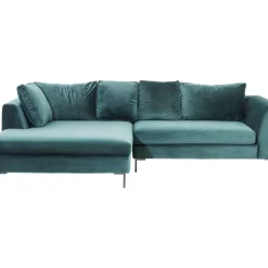 KARE Design Sofas & Couches-Ecksofa Gianni Velvet Dunkelgrun Links Schwarz