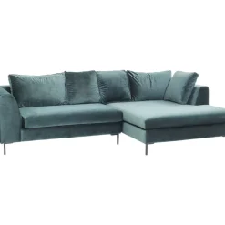 KARE Design Sofas & Couches-Ecksofa Gianni Velvet Dunkelgrun Rechts Schwarz