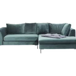 KARE Design Sofas & Couches-Ecksofa Gianni Velvet Dunkelgrun Rechts Schwarz