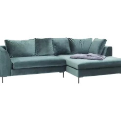 KARE Design Sofas & Couches-Ecksofa Gianni Velvet Dunkelgrun Rechts Schwarz