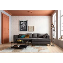 KARE Design Sofas & Couches-Ecksofa Gianni Velvet Grau Rechts Schwarz