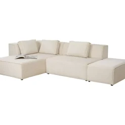 KARE Design Sofas & Couches-Ecksofa Infinity Ottomane Cord Creme Links