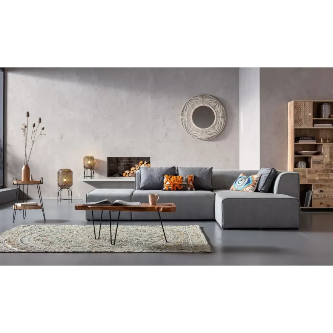 KARE Design Sofas & Couches-Ecksofa Infinity Ottomane Grau Rechts