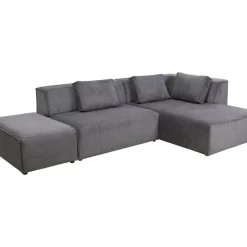 KARE Design Sofas & Couches-Ecksofa Infinity Ottomane Cord Grau Rechts