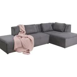KARE Design Sofas & Couches-Ecksofa Infinity Ottomane Cord Grau Rechts