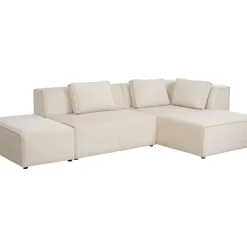 KARE Design Sofas & Couches-Ecksofa Infinity Ottomane Cord Creme Rechts