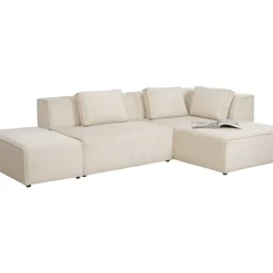 KARE Design Sofas & Couches-Ecksofa Infinity Ottomane Cord Creme Rechts