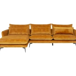 KARE Design Sofas & Couches-Ecksofa Monza Links Velvet Curry 296Cm