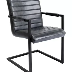 KARE Design Stühle-Freischwinger Lola Leder Grau