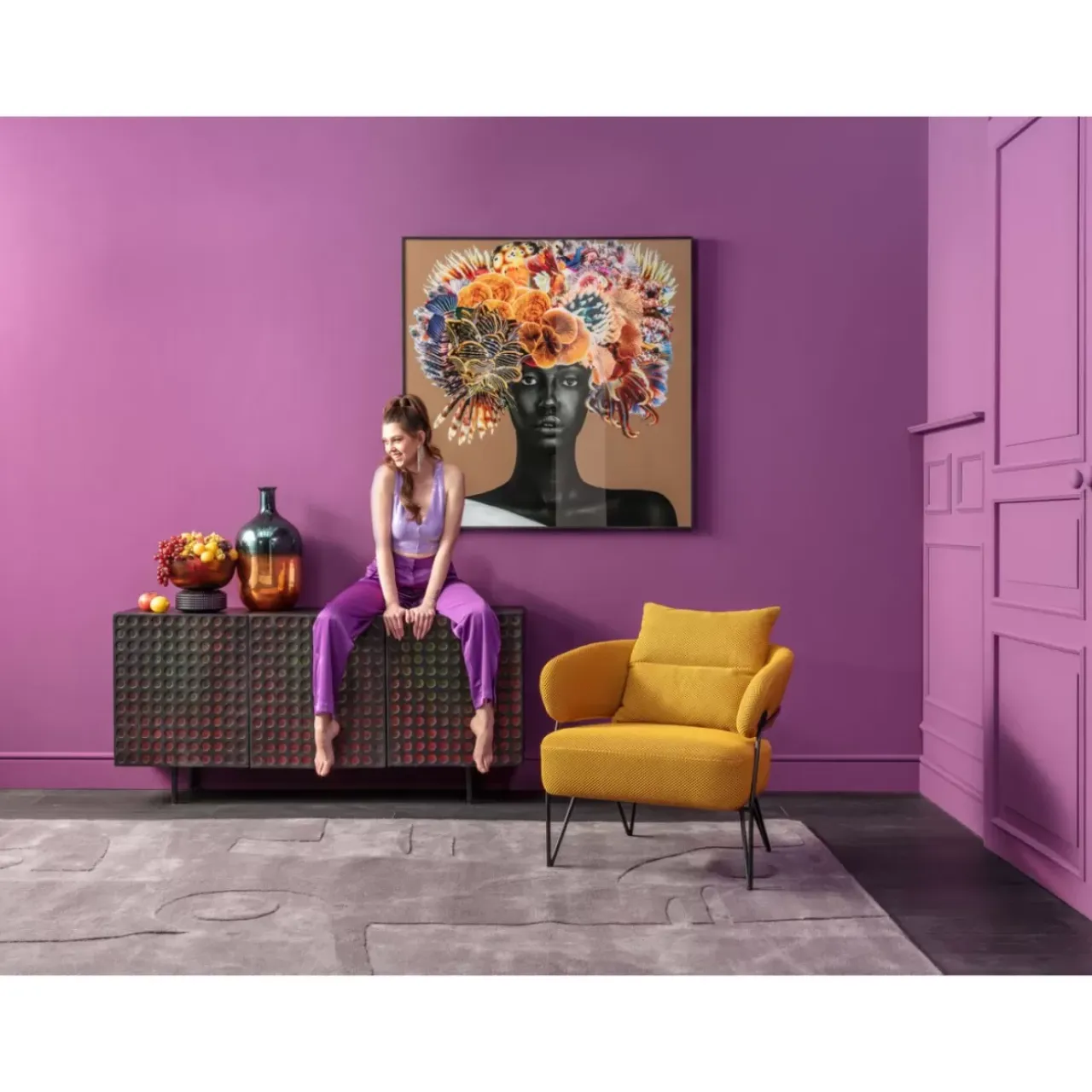 KARE Design Bilder-Gerahmtes Bild Flower Hair 120X120Cm