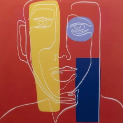 KARE Design Bilder-Glasbild Art Face Rot 100X100Cm