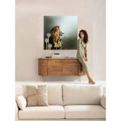 KARE Design Bilder-Glasbild Lion King 100X100Cm