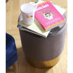 KARE Design Sitzbänke-Hocker Cherry Braun Brass O35Cm